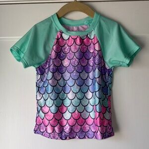 Wonder Nation Kids Swim Rashguard - Pink, Purple, and Blue Scales